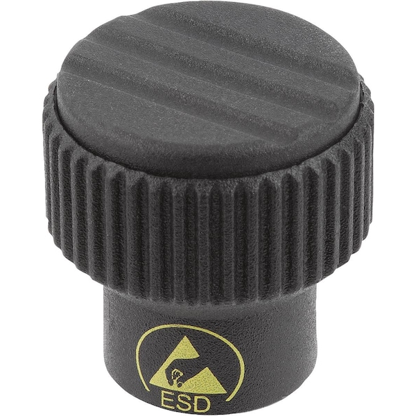 Kipp Knurled Knob Antistatic Size:1 D=M06 D1=21 H=22 Thermoplastic, Black Ral9011, Comp:Steel K0247.1110624 - main
